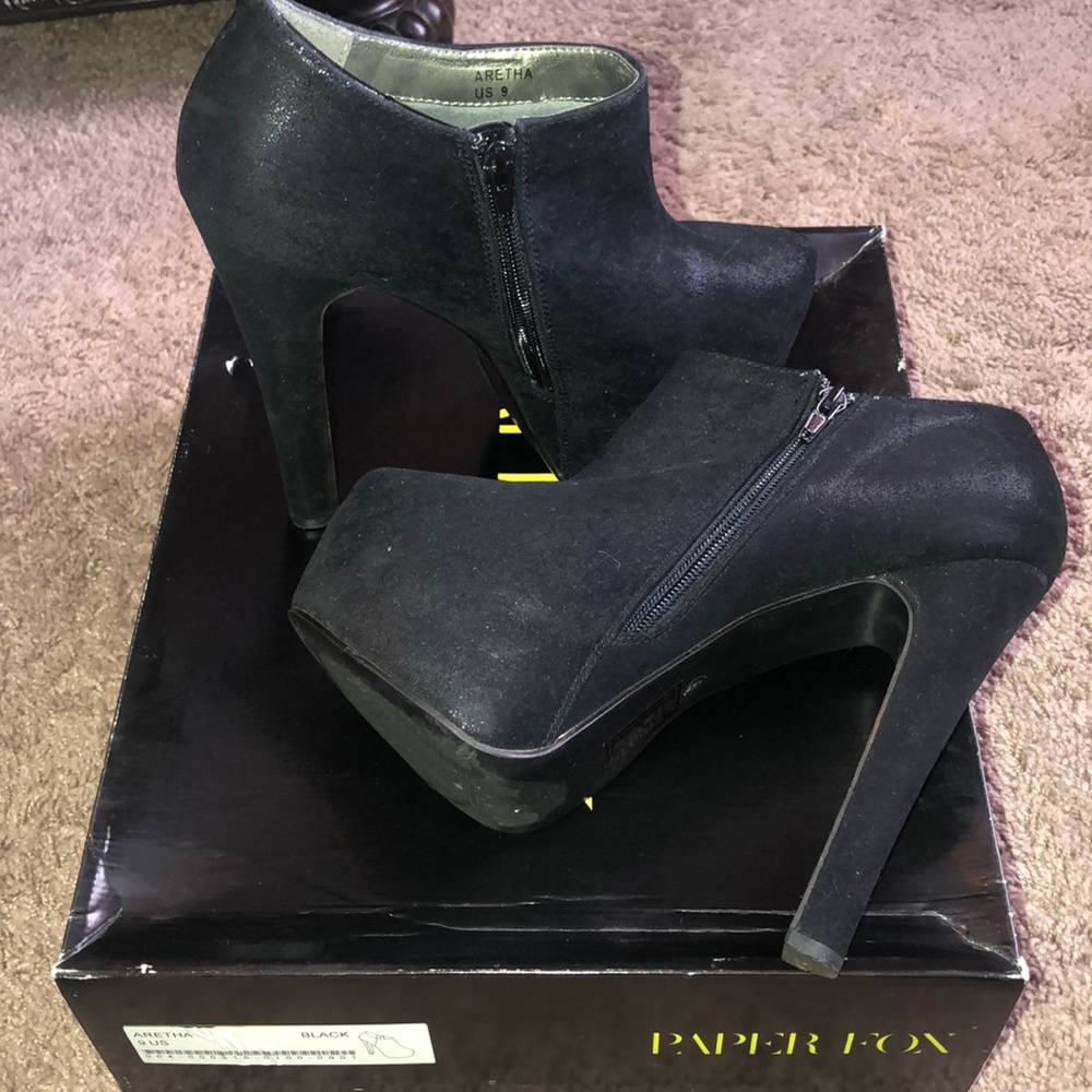 Black high heel ankle booties